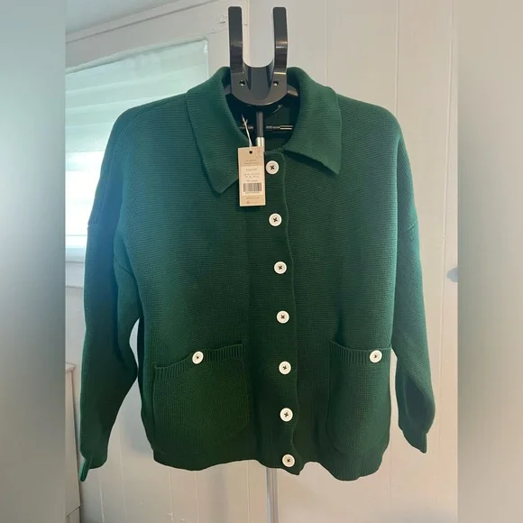 NWT 20/22 Boden Emily Wool Blend Cardigan Hunter Green - Picture 2 of 8